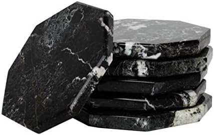 Coaster Set of 6 Black Handmade Marble Warming Coffee 3.5 Inches Star Coasters Set for Mug Glass ... | Amazon (US)