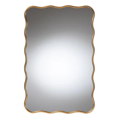 Baxton Studio Cassara Gold Scalloped Rectangular Wall Mirror - Stylish Curved Edge Decorative Accent For Living Room, Bedroom, Or Entryway | Wayfair North America