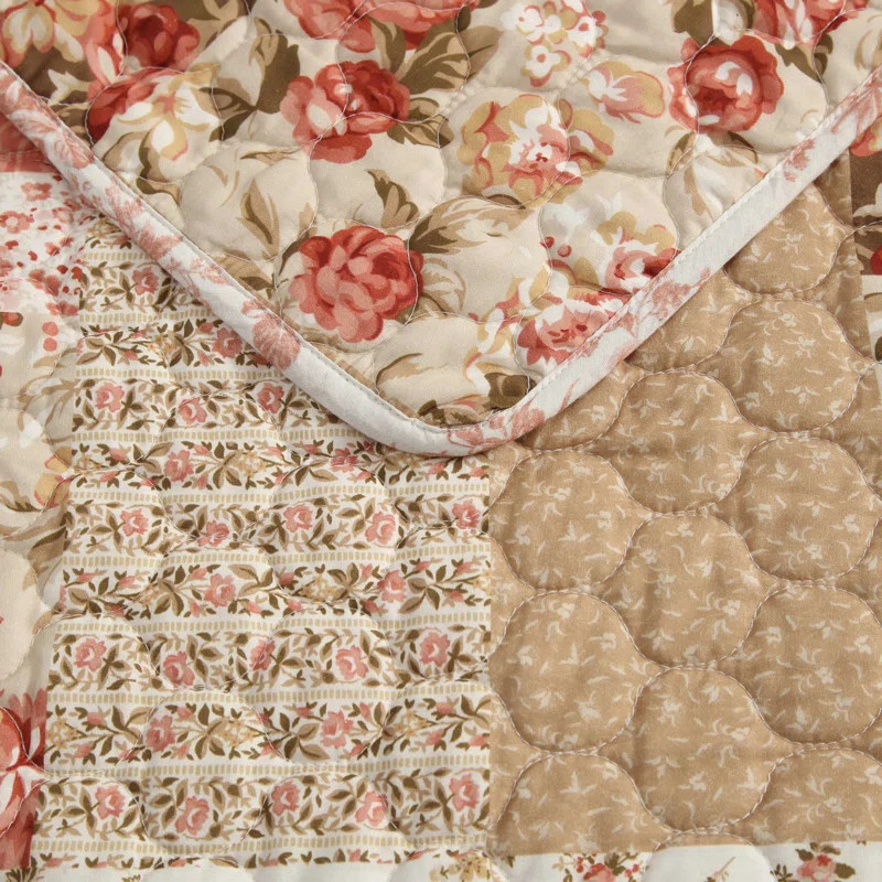 Laura Ashley Harrietta Patchwork Cotton Reversible Pink Quilt Set | Wayfair North America
