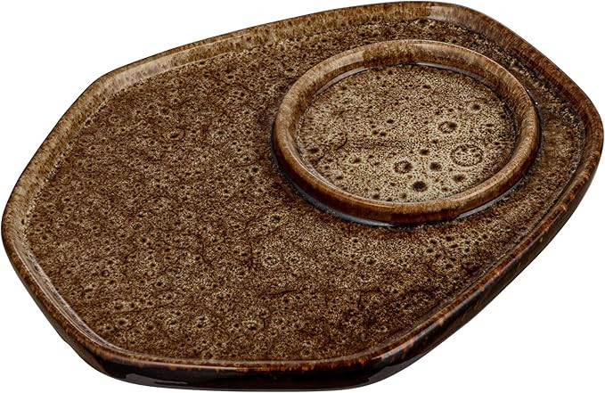 Bloomingville Stoneware Tray, Brown Glaze Pillar Candle Holder | Amazon (US)
