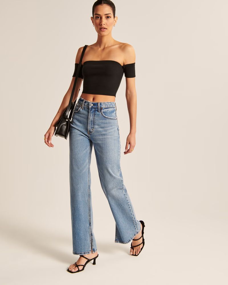 Women's Off-The-Shoulder Cropped Tank | Women's Tops | Abercrombie.com | Abercrombie & Fitch (US)