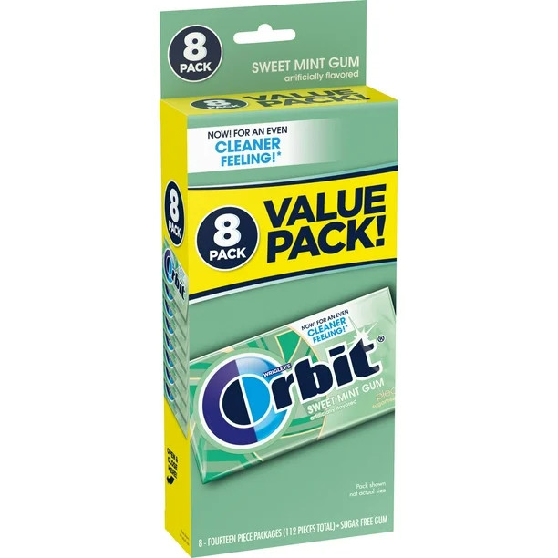 Orbit Sweet Mint Sugar Free Chewing Gum, Value Pack - 112 ct Bag | Walmart (US)