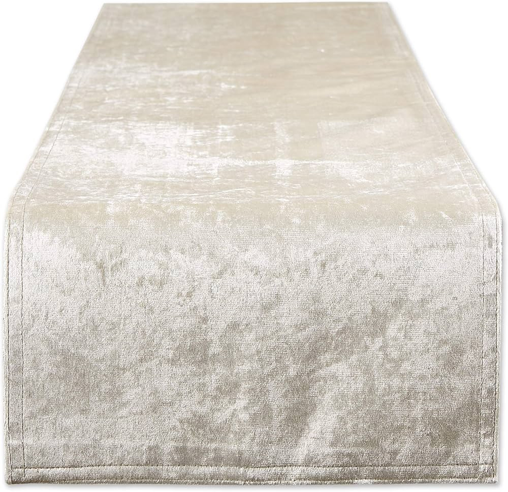 DII Velvet Collection Tabletop, Table Runner, 14x72, Cream | Amazon (US)