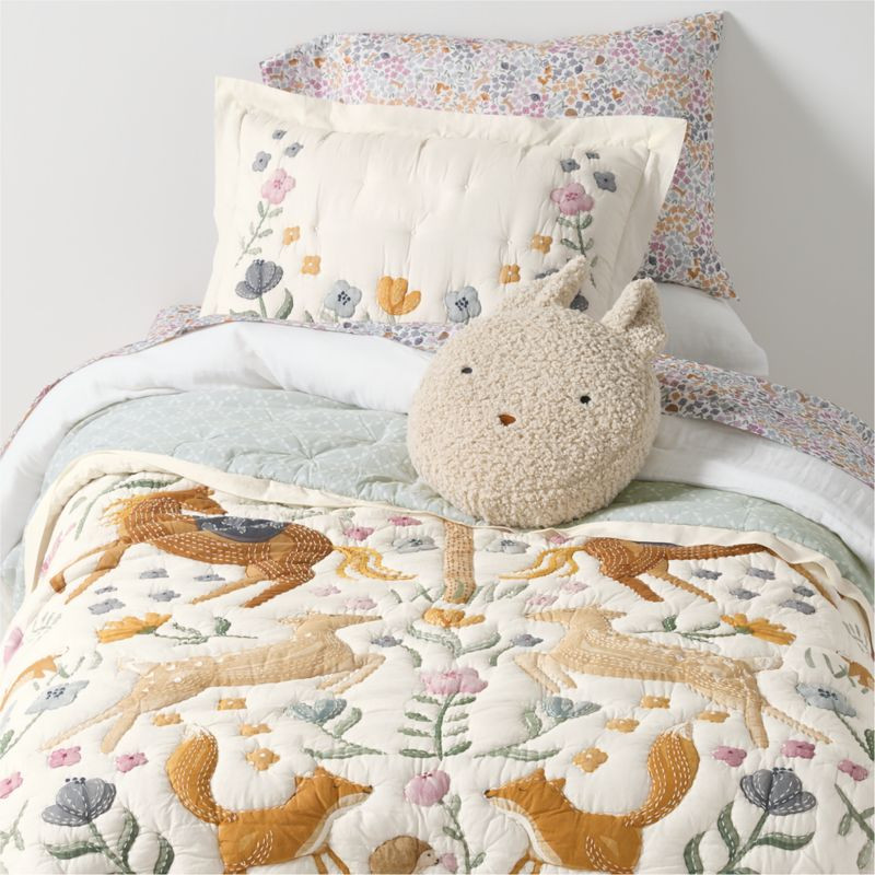Wonderland Prairie Embroidered Cotton Voile Kids Twin Quilt + Reviews | Crate & Kids | Crate & Barrel