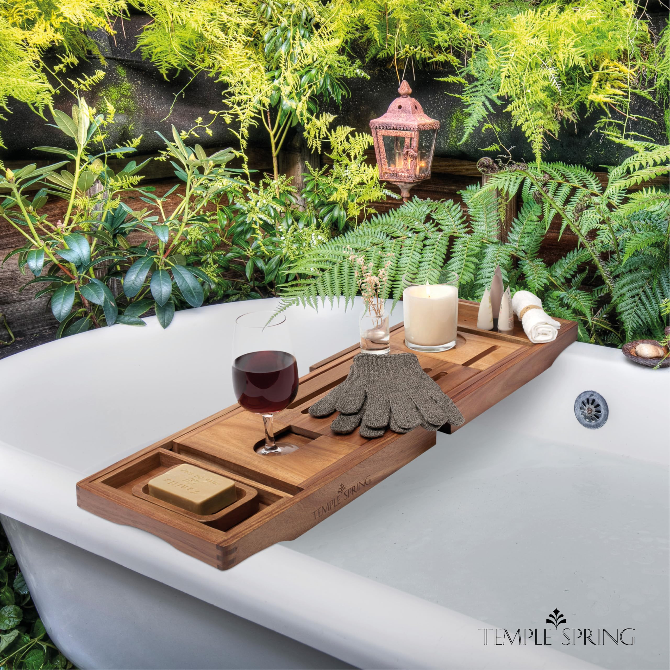Temple Spring Wooden Bathtub Tray, Acacia Bathroom Accessories, Bath Tray for Tub, at Home Spa Es... | Amazon (US)