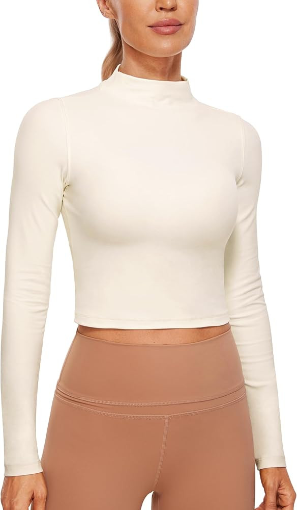 CRZ YOGA Butterluxe Mock Neck Long Sleeve Shirts for Women - Workout Casual Tops Turtleneck Crop ... | Amazon (US)