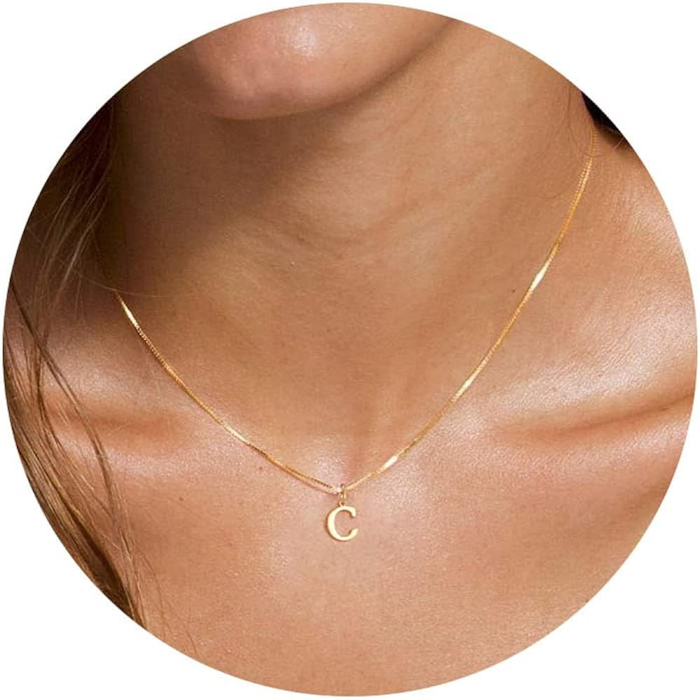 Foxgirl Gold Initial Necklaces for Women, Dainty Gold Letter Necklace Tiny A-Z Pendant Choker Nec... | Amazon (US)