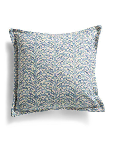 Made In Usa 22x22 Linen Cotton Blend Leaf Pillow | TJ Maxx