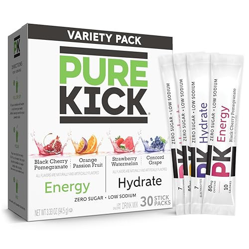 PURE KICK Energy and Hydrate Singles To Go Drink Mix, 30 Packets | Amazon (US)