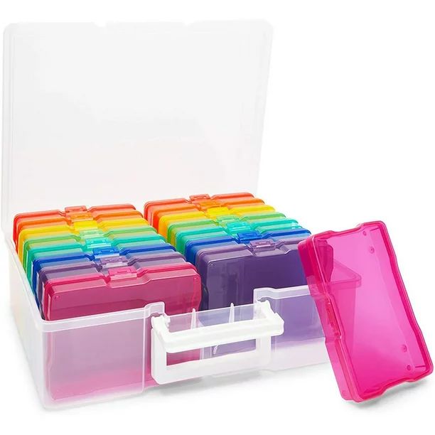 17 Pcs Plastic Photo Storage Box Organizer Container for 4x6 in Picture, 16 Inner Cases | Walmart (US)