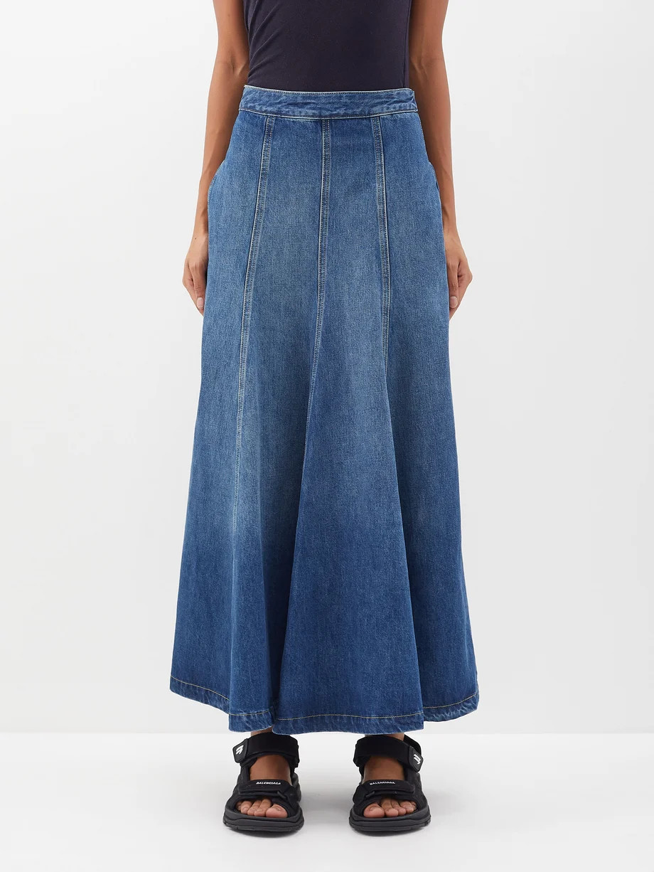 Panelled organic cotton-blend denim skirt | Raey | Matches (US)