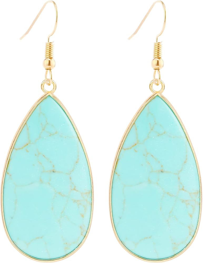 BaubleStar Natural Crystal Healing Stone Earrings Statement Teardrop Dangle Earrings for Women Gi... | Amazon (US)