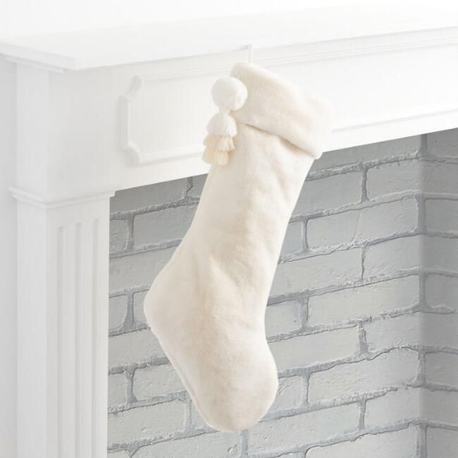 Plush Pom Pom Christmas Stocking | World Market