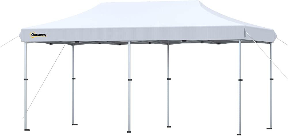 Outsunny 10'x20' Aluminum Pop Up Canopy Folding Instant Shelter Party Tent with Wheeled Bag, 2-Le... | Amazon (US)