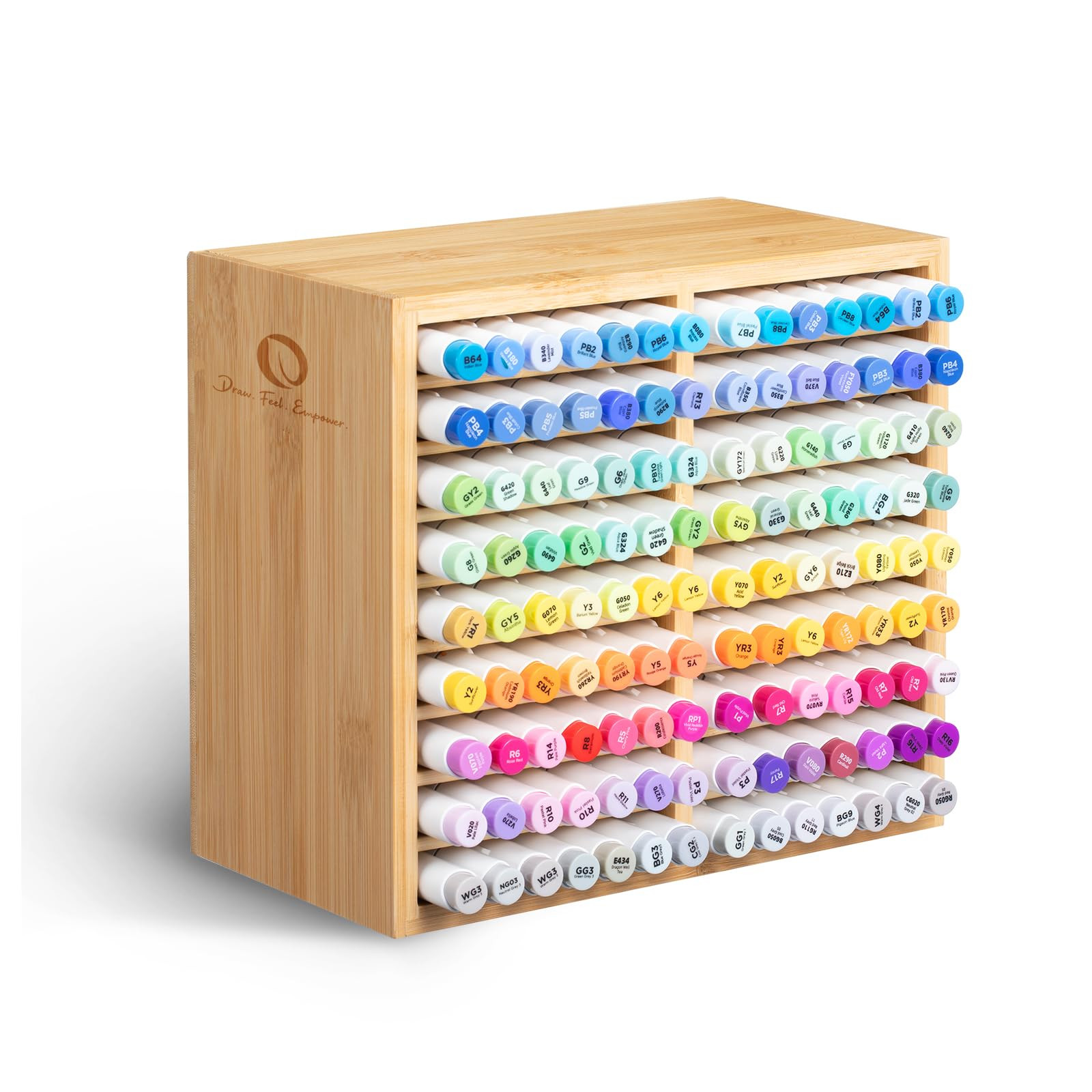 Ohuhu Bamboo Marker Organizer, Wooden Desktop Storage Hold 126 Markers, Pens, Pencils, Art Brushe... | Amazon (US)