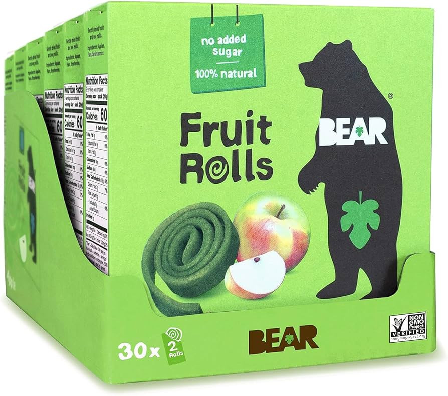 BEAR - Real Fruit Yoyos - Apple - 0.7 Ounce (30 Count) - No added Sugar, All Natural, non GMO, Gl... | Amazon (US)