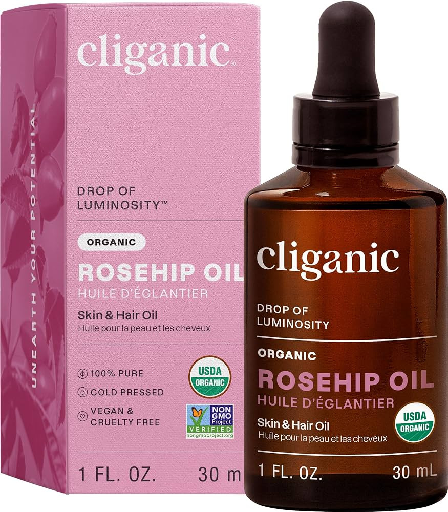 Cliganic Organic Rosehip Seed Oil for Face, 100% Pure | Natural Cold Pressed Unrefined Non-GMO | ... | Amazon (US)