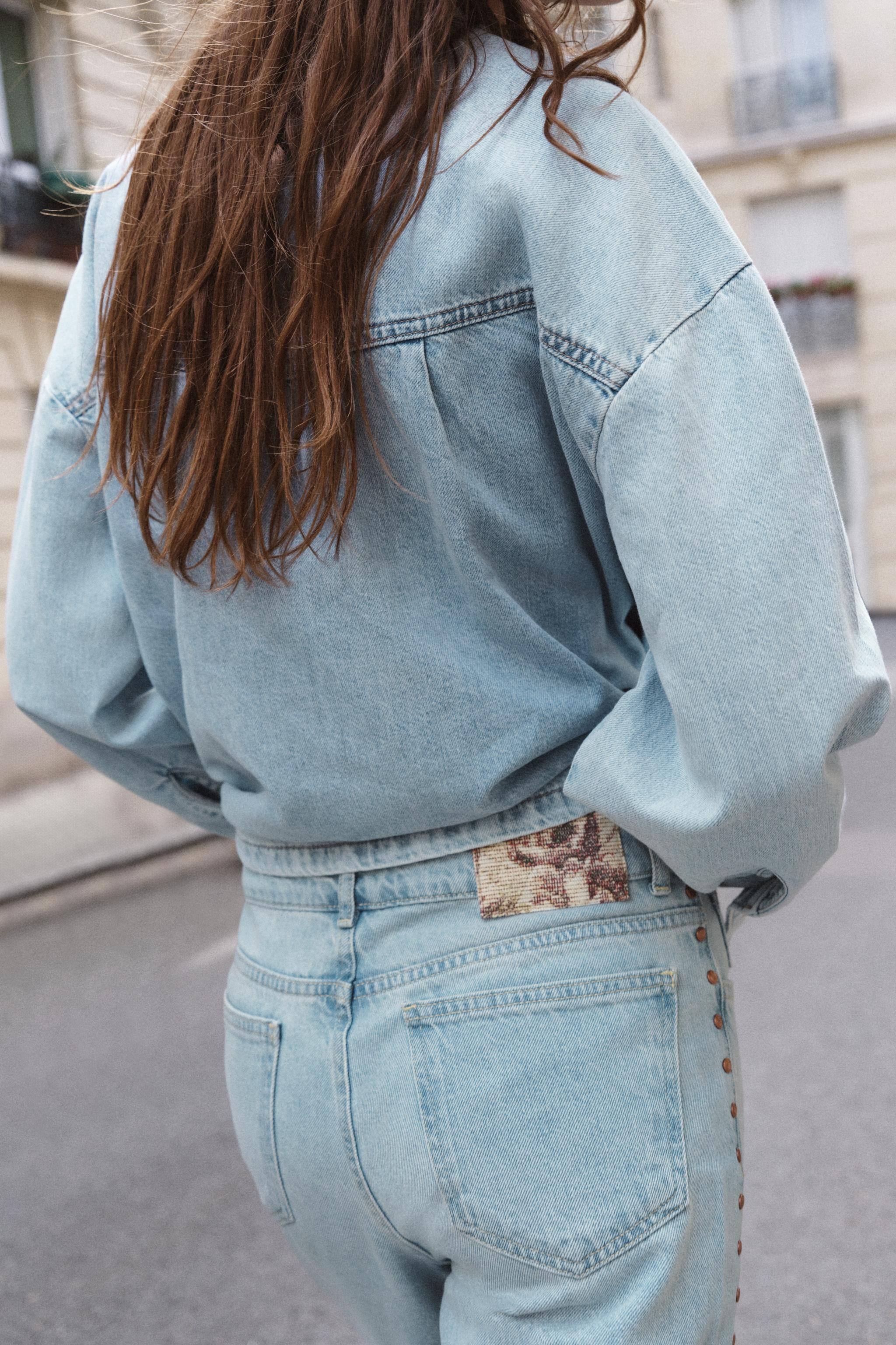 Z1975 MID-RISE STRAIGHT STUDDED JEANS | Zara US