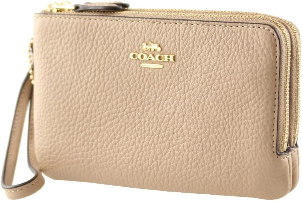 Coach Leather Double Corner Zip Wristlet Taupe Style No. 6649 | Amazon (US)