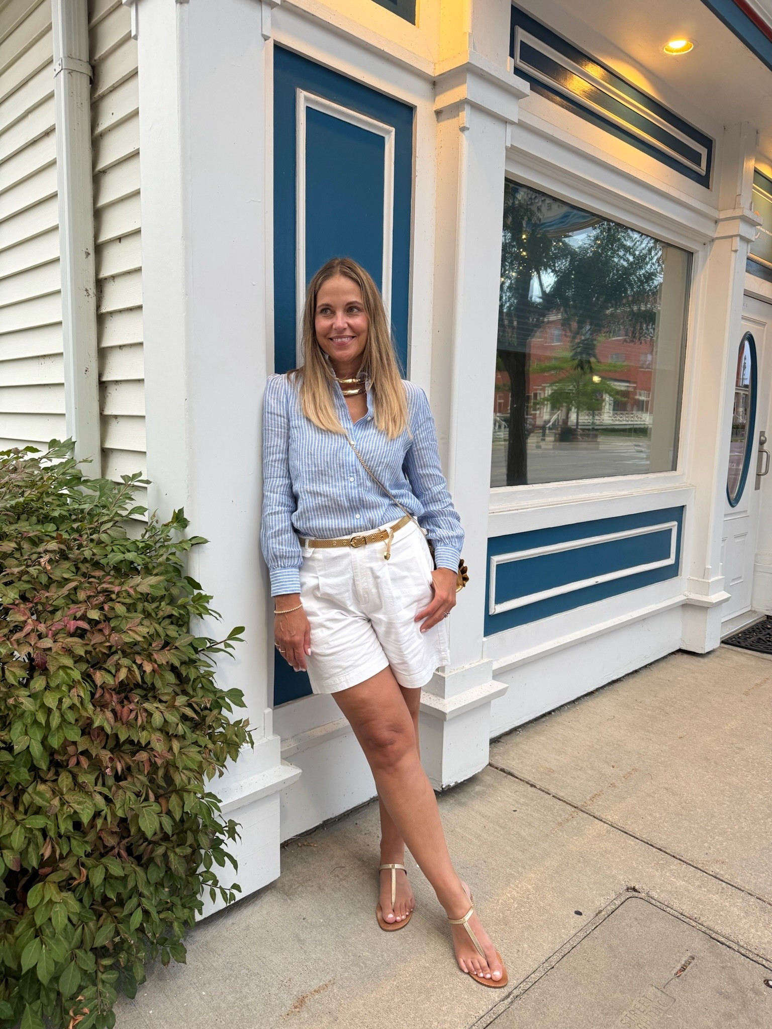 Outfit inspiration wearing one of our best sellers! The Julian linen shirt from J.McLaughlin. We paired it with some white shorts from Amazon, a small belt, and a pair of sandals! 

#LTKOver40 #LTKSeasonal #LTKMidsize