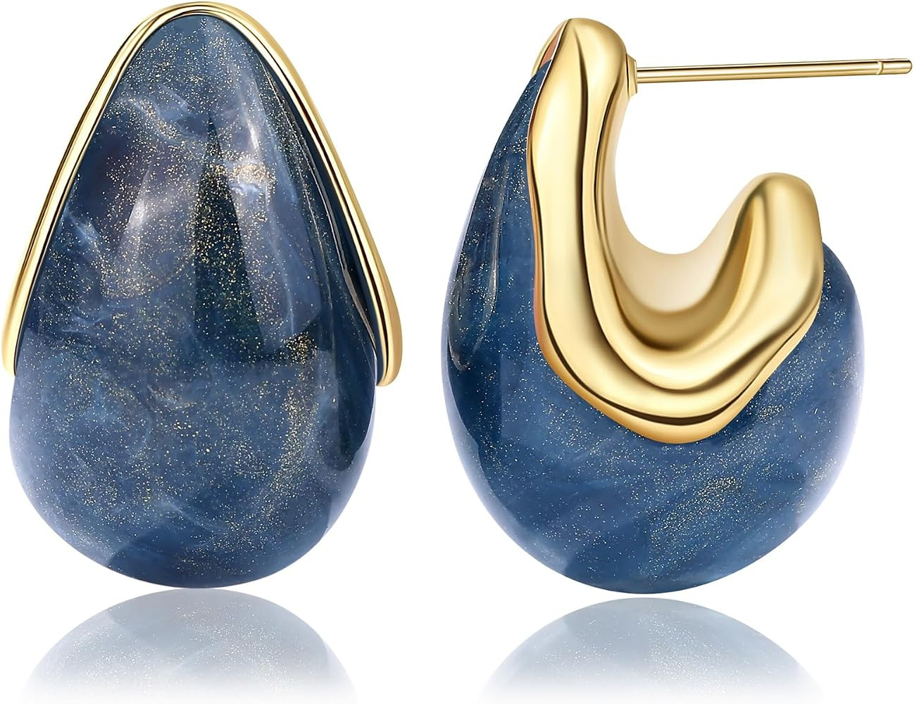 Acrylic Teardrop Hoop Earrings Chunky Gold Dangle Drop Earring Vintage Statement Jewelry for Wome... | Amazon (US)