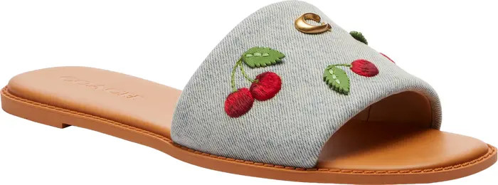 Holly Denim Cherries Slide Sandal (Women) | Nordstrom