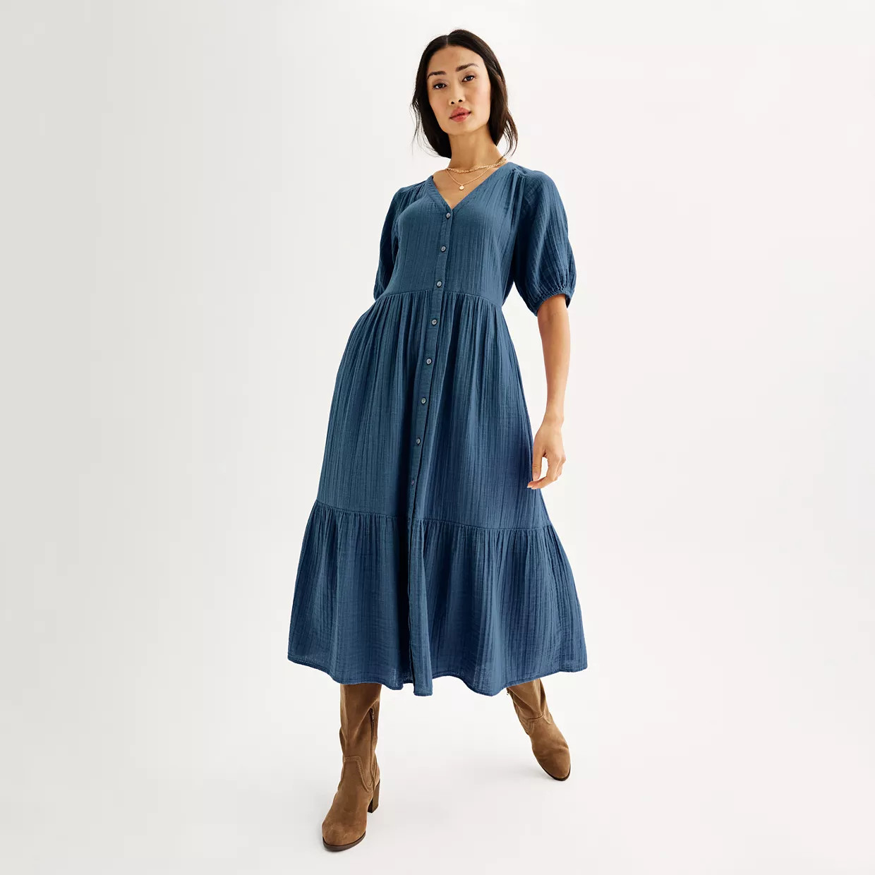 Petite Sonoma Goods For Life® Button-Through Femme Midi Dress | Kohl's