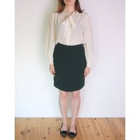 90's Karl Lagerfeld Wool Green Pencil Skirt, Dark Secretary Made in France High Waisted French Desig | Etsy (US)