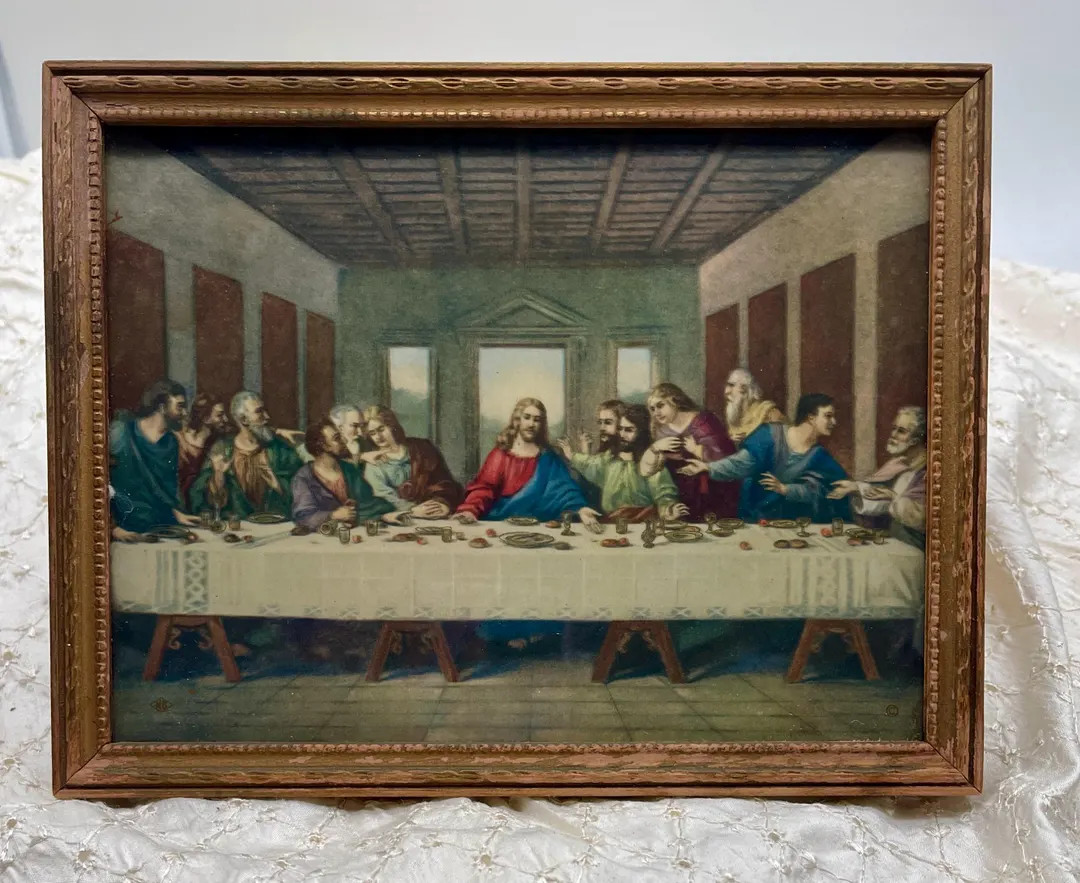 Vintage Wood Framed Print of Leonardo da Vinci Painting of the Last Supper Depicting Jesus and Hi... | Etsy (US)