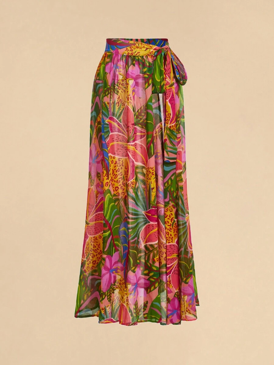 Travachic Women's Print Holiday Casual Beach Swimsuit Cover Skirt For Summer Beach Vacation | SHEIN