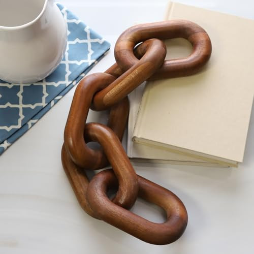 21” Brown Wood Chain Link Decor, Decorative Coffee Table Accent | Amazon (US)