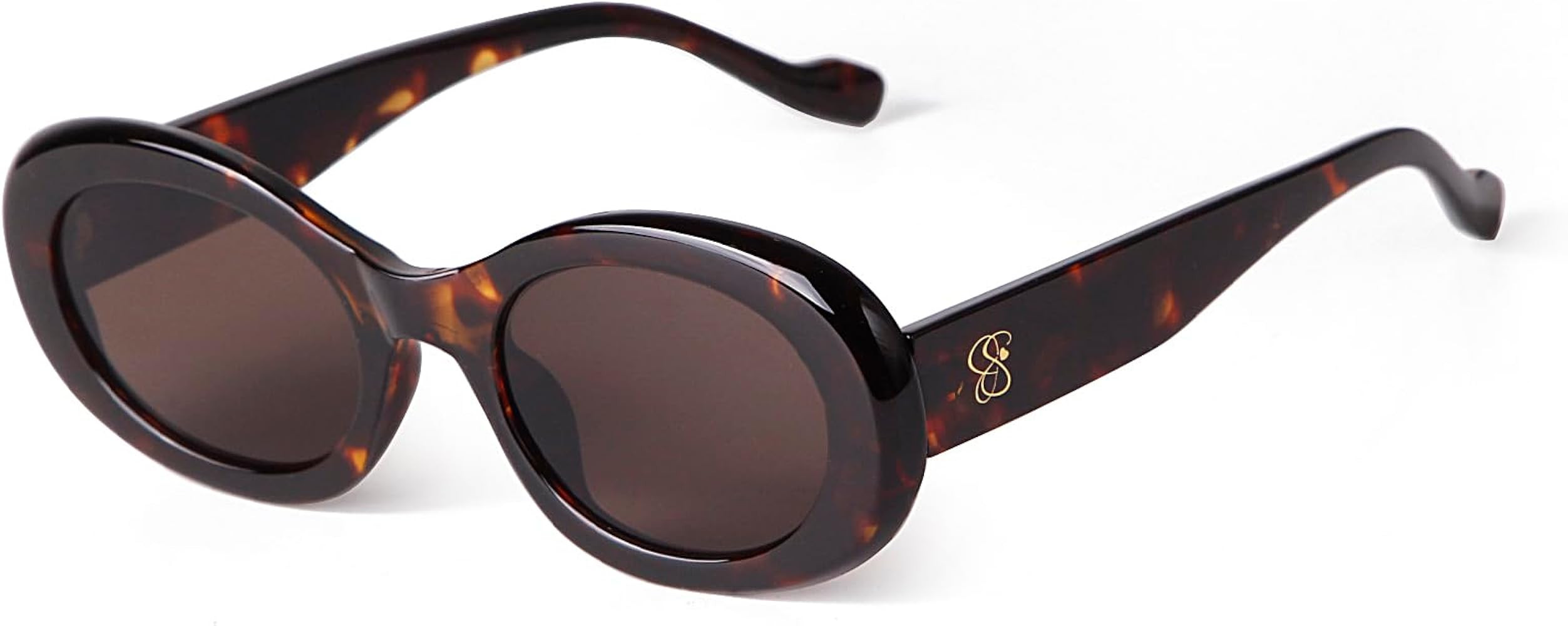 Retro Oval Sunglasses for Women Small Face 90s Vintage Cute Cat Eye Sun glasses Black | Amazon (US)