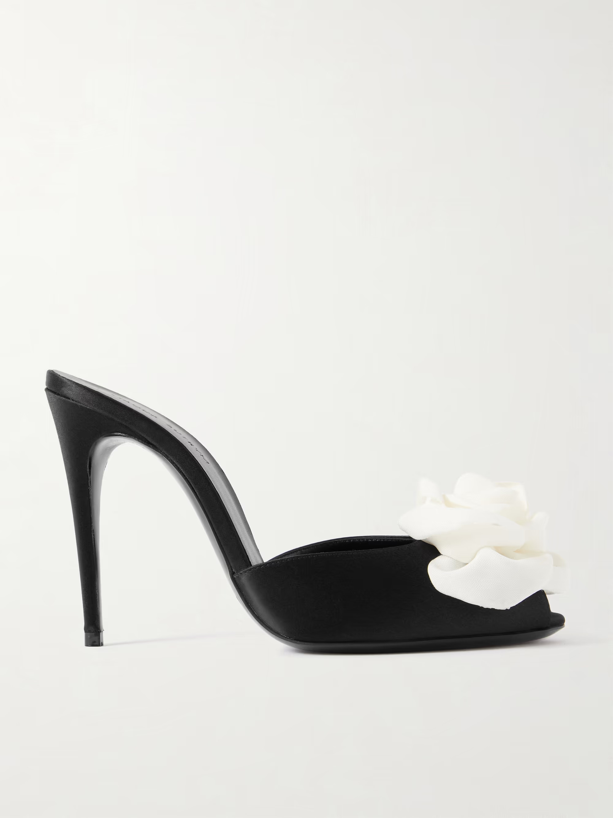 MAGDA BUTRYMFloral-appliquéd satin mules | NET-A-PORTER (US)