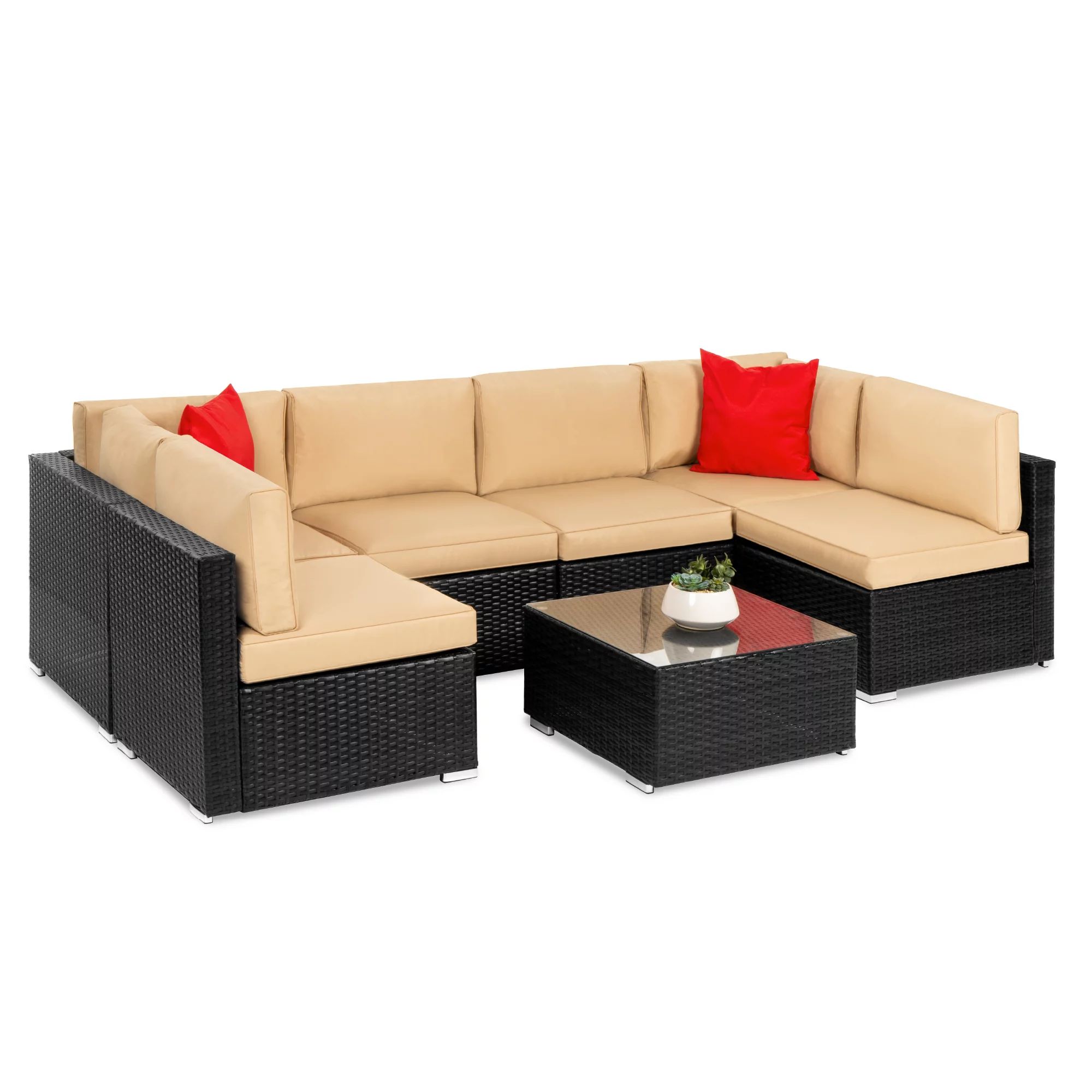 Best Choice Products 7-Piece Modular Outdoor Patio Furniture Set, Wicker Sectional Sofas w/ Cover... | Walmart (US)
