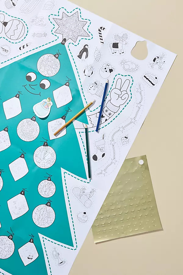 Christmas Coloring Poster By Anthropologie in Green | Anthropologie (US)