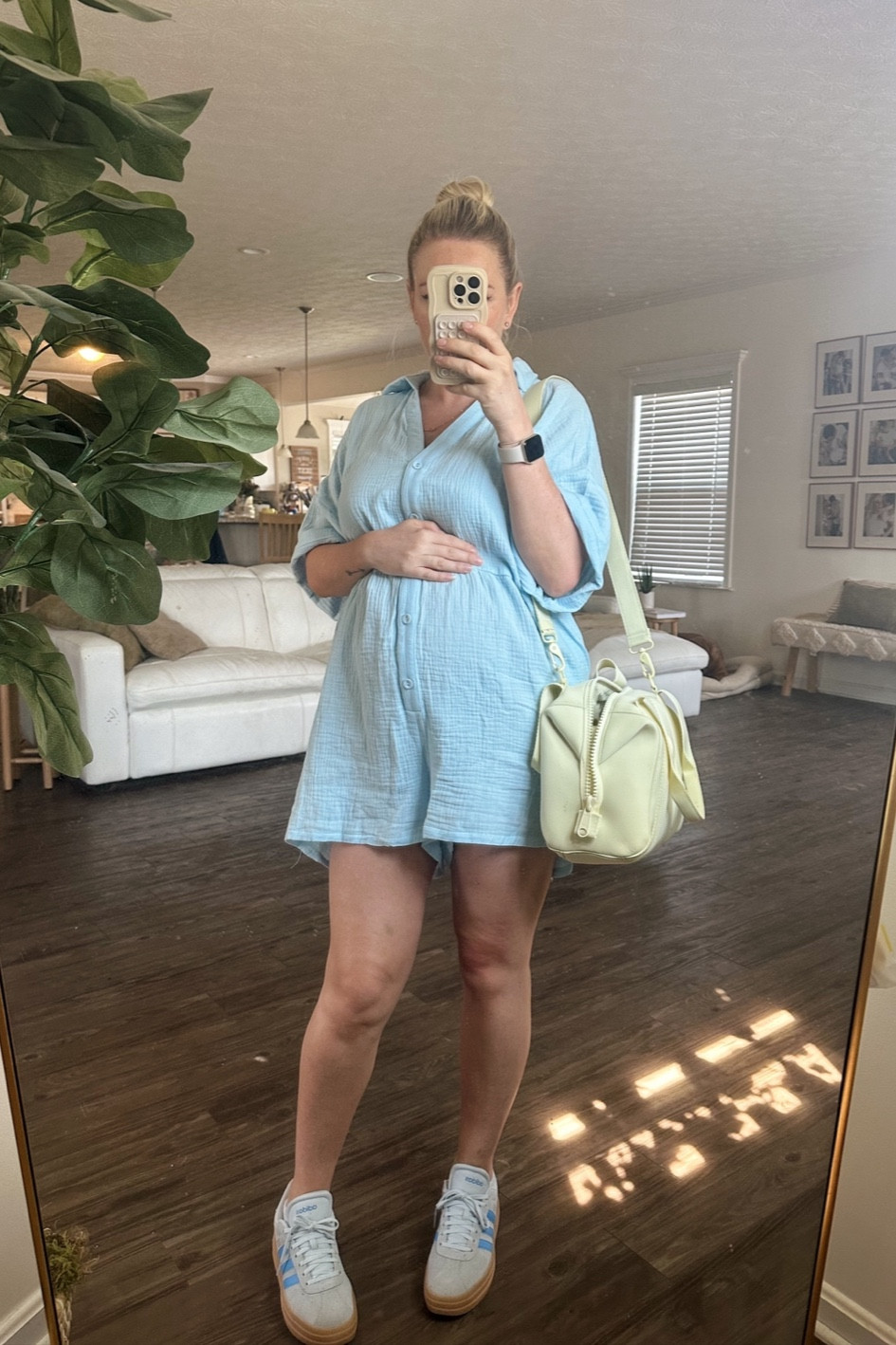 Such a great romper for pregnancy/post partum during the summer! I did size up 3 sizes for an oversized fit since the bump is getting much bigger! 

#LTKStyleTip #LTKBump #LTKShoeCrush