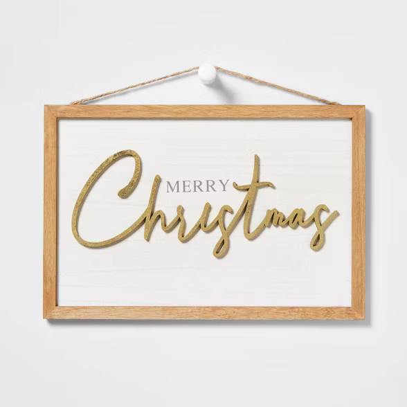 Merry Christmas with Wood Frame Hanging Sign - Wondershop™ | Target
