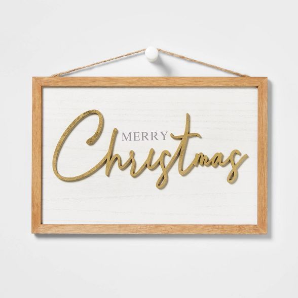 Merry Christmas with Wood Frame Hanging Sign - Wondershop&#8482; | Target