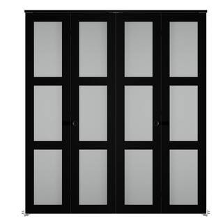 48 in. x 78 in. (Double 24 in.) 3-Lite Frosted Glass Solid Core Black MDF Closet Bi-Fold Door wit... | The Home Depot