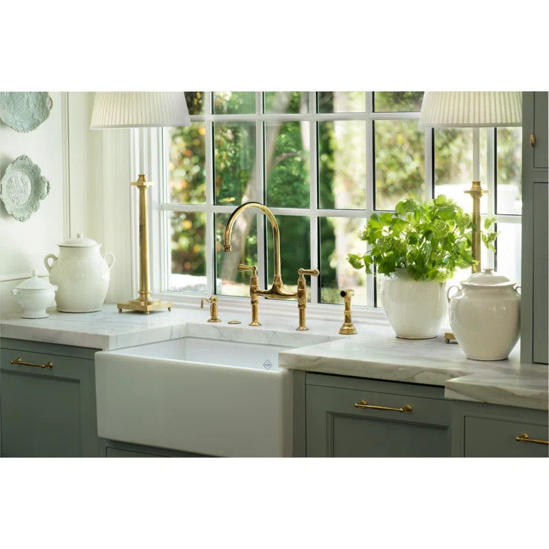 U.4719L-ULB-2 Georgian Era Bridge Kitchen Faucet with Side Spray | Wayfair North America