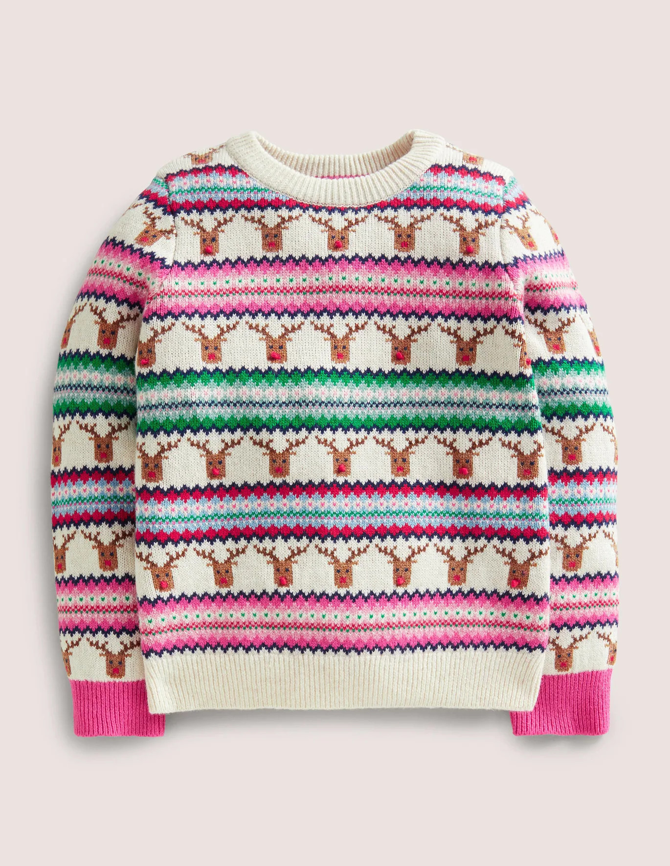 Festive Fair Isle Sweater - Multi Stripe Reindeer | Boden (US)