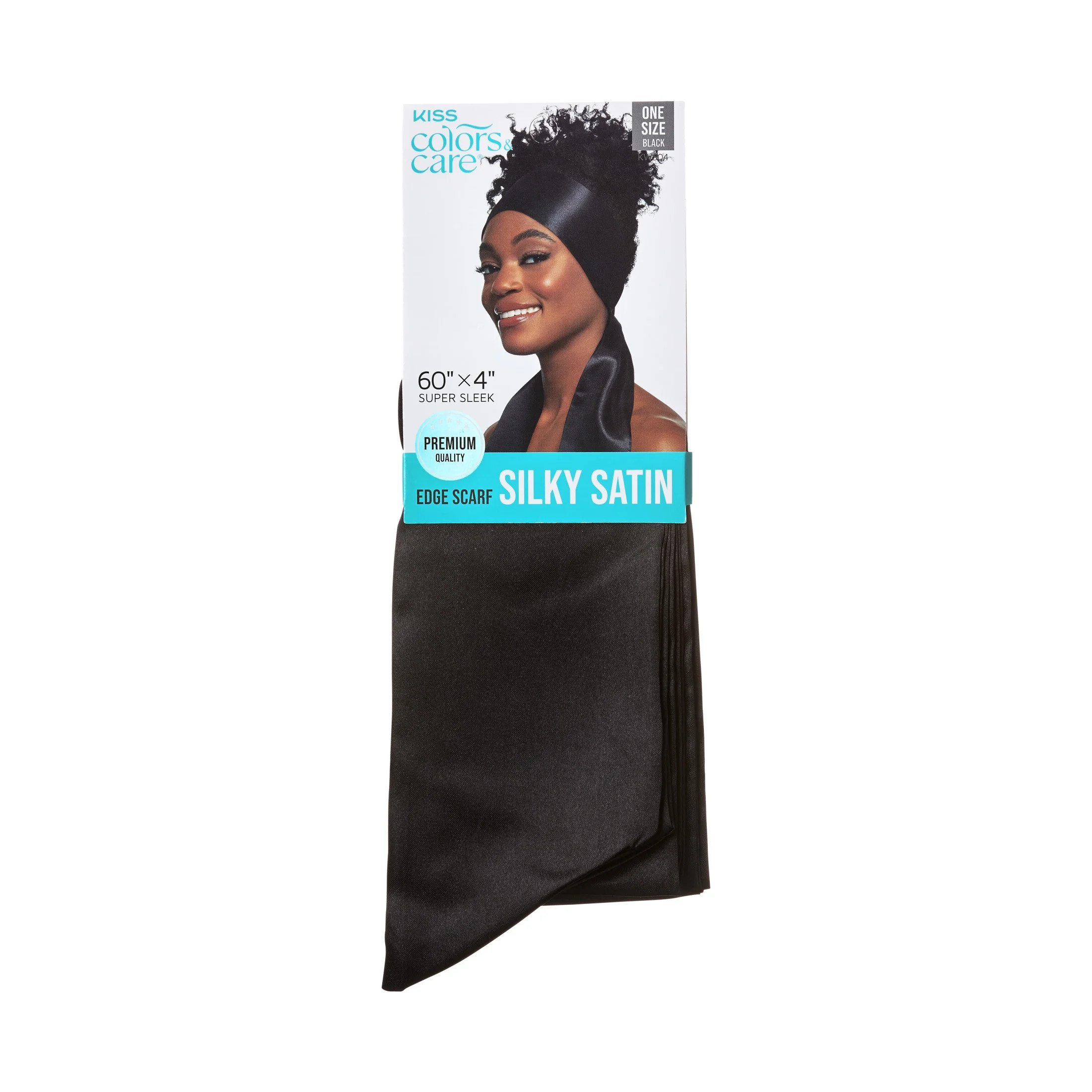 KISS Colors & Care Silky Satin Edge Scarf, Adult, Solid Black Pattern, Size 60" x 4", 1 Piece | Walmart (US)