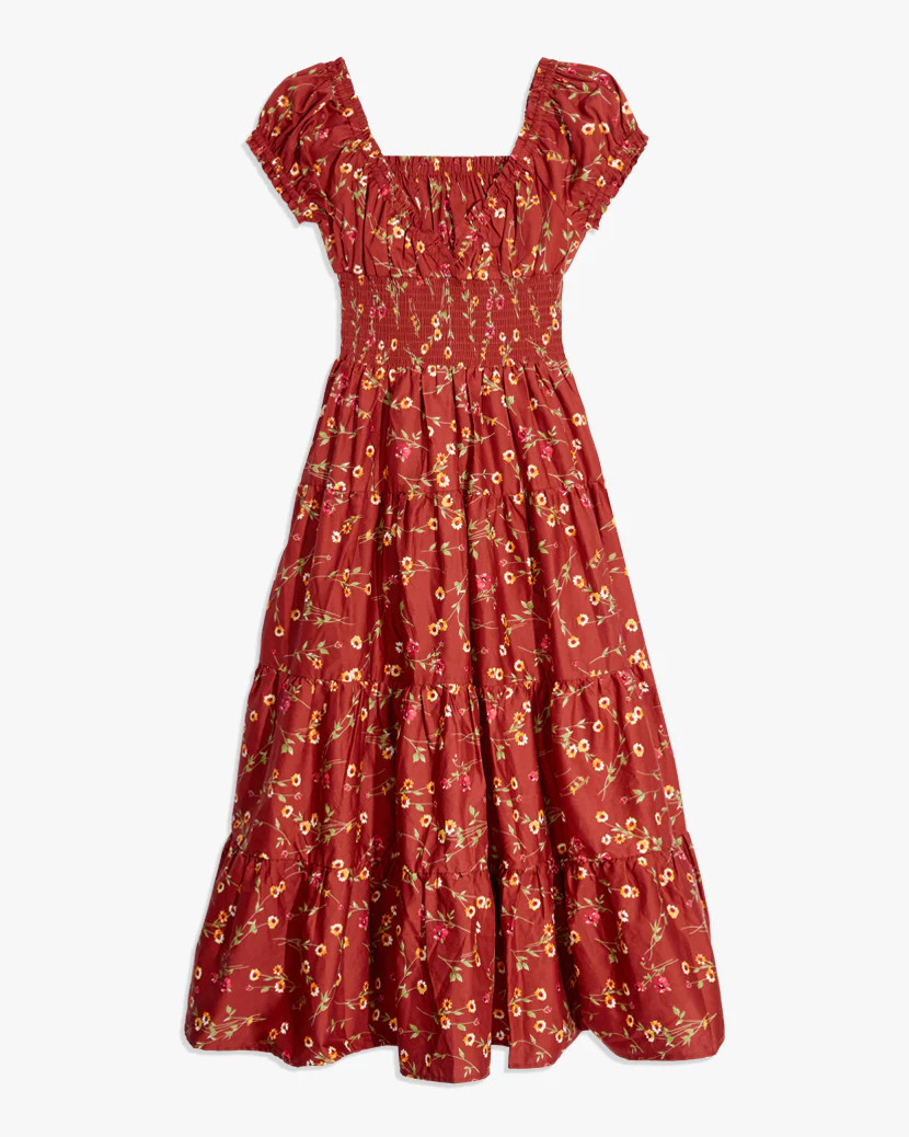 Poplin Roses And Daises Maxi Dress - XXL Redwood Multi | We Wore What