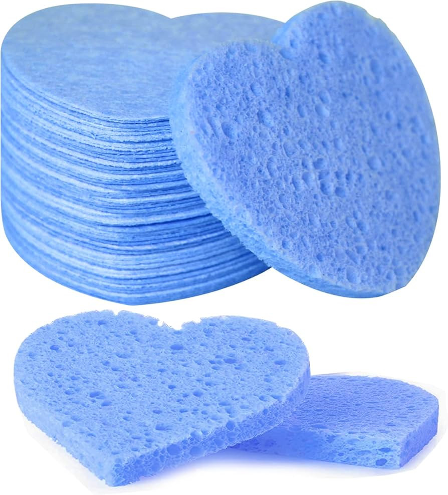 50-Count Facial Sponges Compressed Natural Cellulose Sponge Spunspon Heart Shape Face Sponge for ... | Amazon (US)