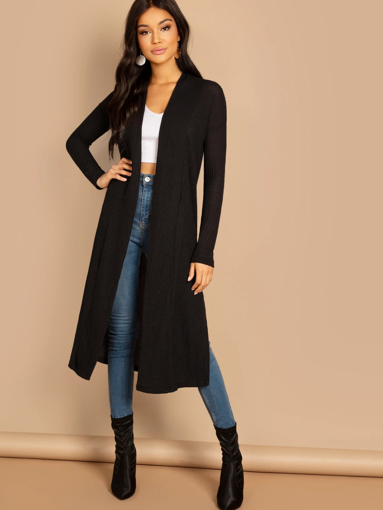 SHEIN Split Side Longline Cardigan | SHEIN