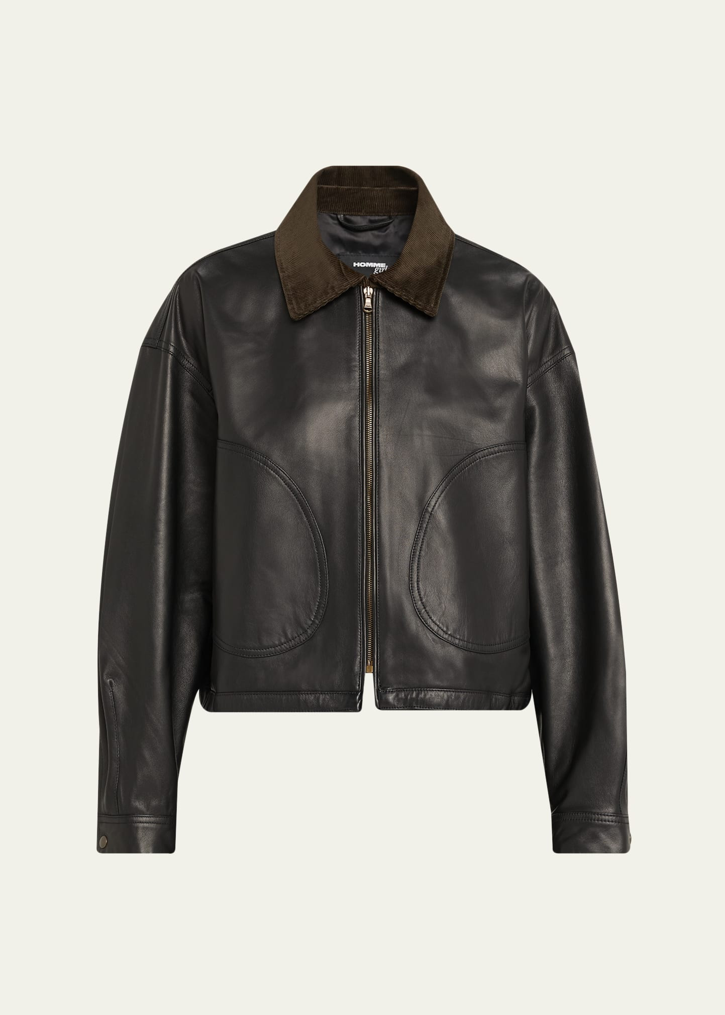 HOMMEGIRLS Corduroy-Collar Leather Parachute Jacket | Bergdorf Goodman