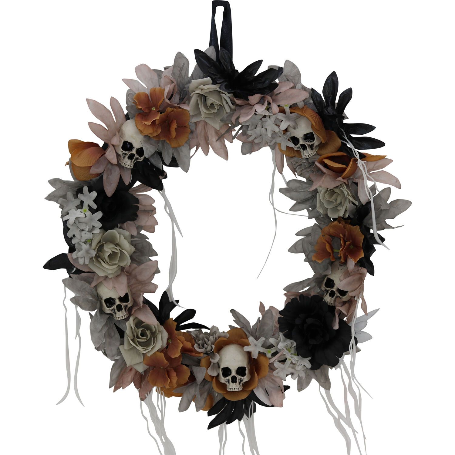 Haunted Hill Farm 1.83-ft. Halloween Autumn Wreath with Skulls, Indoor/Covered Outdoor Halloween ... | Walmart (US)