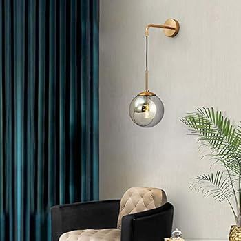 BOKT Mid Century Modern Wall Sconce Glass Globe Wall Mount Light Minimalist Adjustable Brass Ball Gl | Amazon (US)