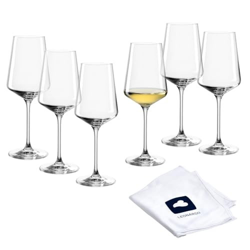 LEONARDO HOME Rieslinggläser PUCCINI (6er Set) inkl. Poliertuch • Spülmaschinenfeste Wein-Gläser (400 ml) • Stoßfest & Alltagstauglich • 040992 | Amazon (DE)
