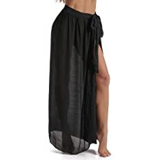 Eicolorte Beach Sarong Pareo Womens Semi-Sheer Swimwear Cover Ups Short Skirt with Tassels | Amazon (US)